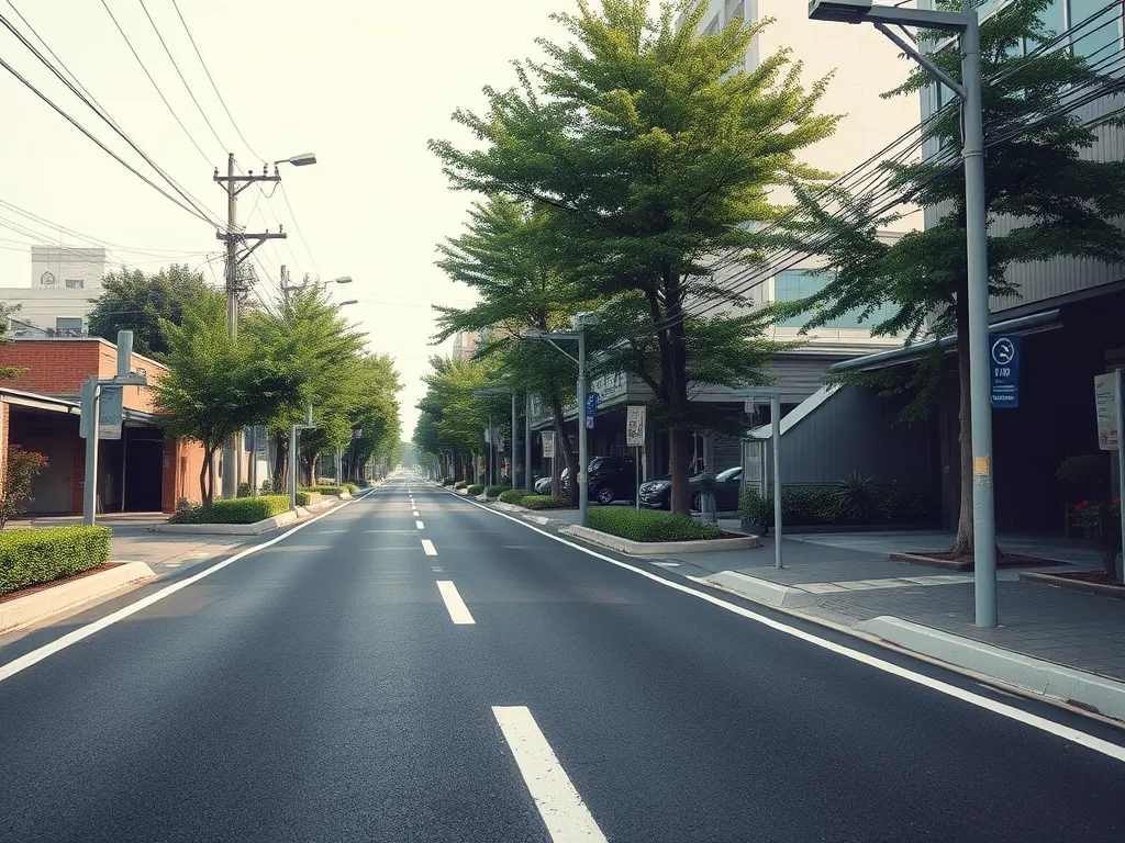 Quiet street with hot mix asphalt surface designed for noise reduction.