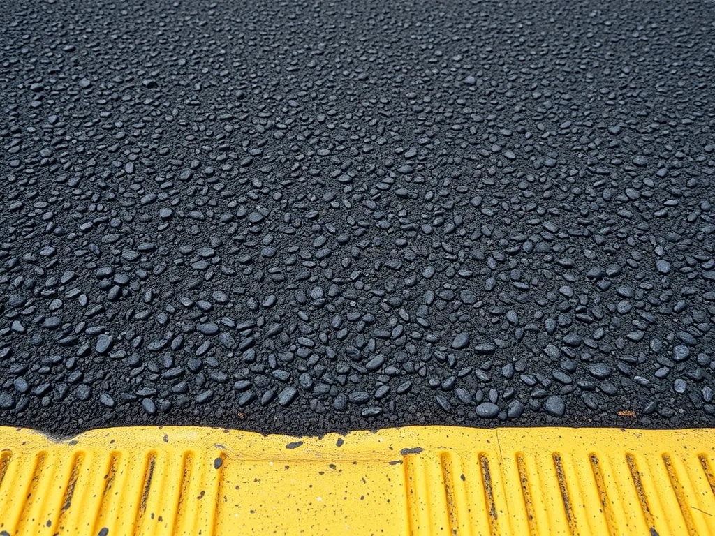 Close-up view of hot mix asphalt surface treatment highlighting its texture and quality.