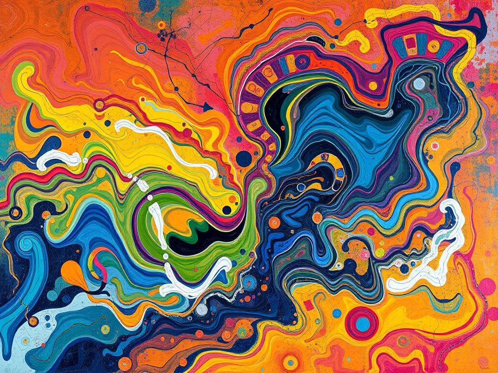 Colorful abstract representation of hot mix asphalt used in urban development.