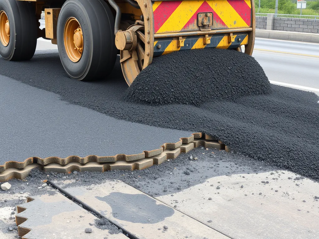 Comparison between hot mix asphalt and cold mix being laid on a road