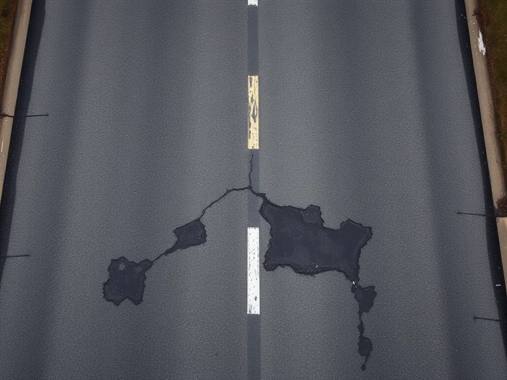 A cracked roadway illustrating maintenance costs over time