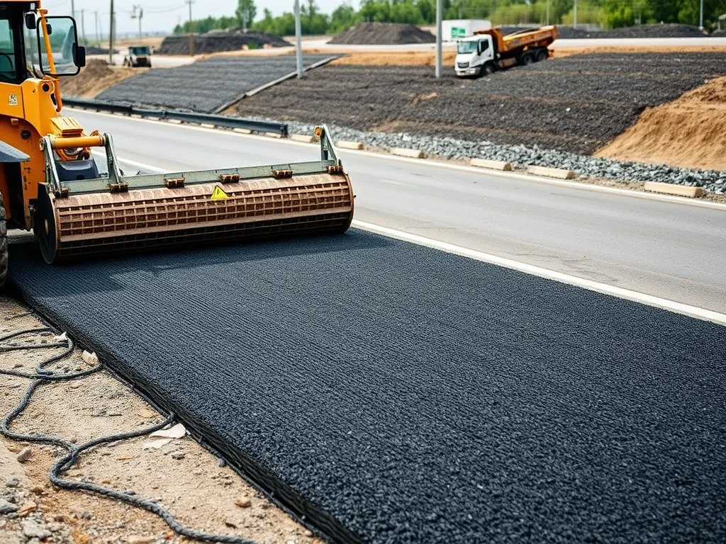 Asphalt being reused during a paving process