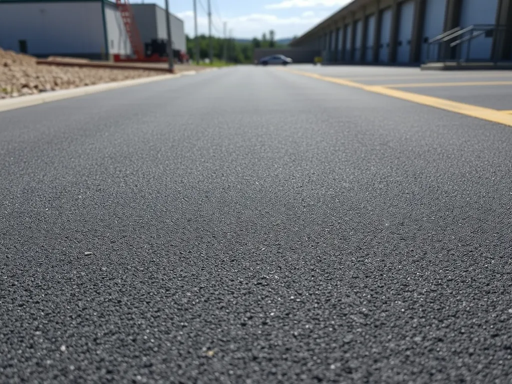 Freshly sealcoated asphalt driveway showcasing improved appearance and value for property.