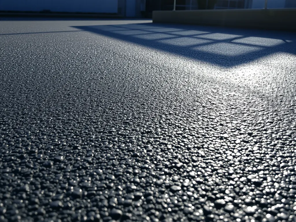 Close-up of freshly sealed asphalt surface, showcasing the texture and shine which helps extend its life.