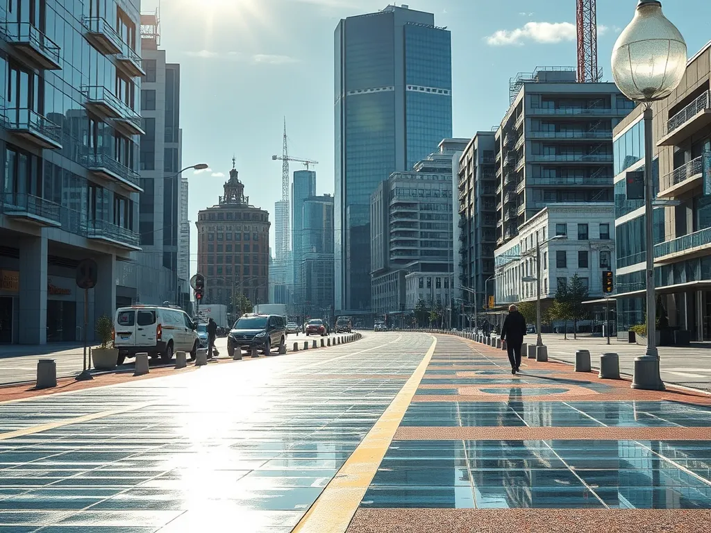 Eco-friendly sustainable asphalt roads in an urban community.