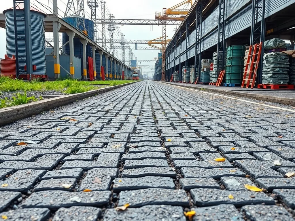 A close-up view of a pavement made with sustainable bitumen, showcasing its durability and eco-friendly properties.