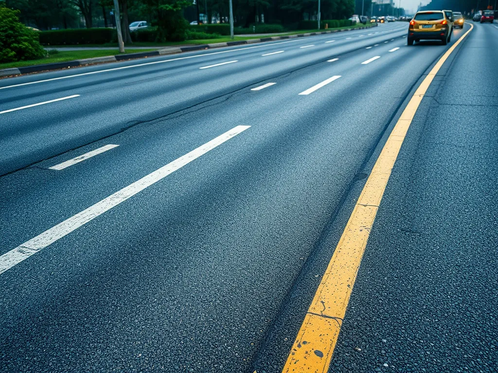 Image illustrating traffic patterns with visible asphalt wear effects.
