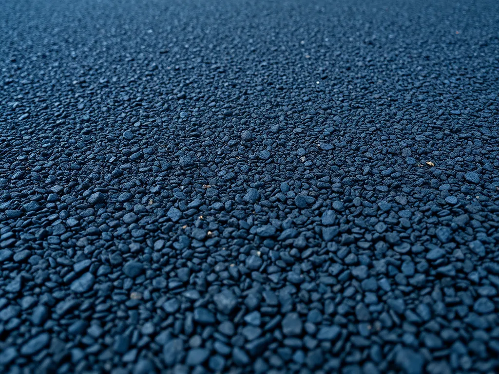 Close-up view of asphalt surface illustrating factors affecting asphalt curing time due to weather conditions.