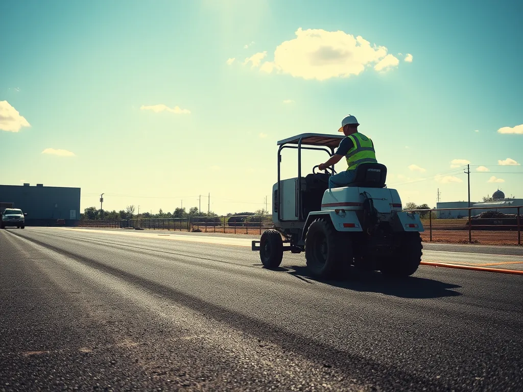 Asphalt being poured under sunny weather conditions, showcasing the impact of weather on asphalt pouring outcomes.